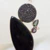 Sterling Silver Large Onyx with Pyrite and Mystic Quartz / Mystic Topaz Pendant on Silver Chain