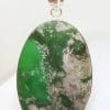 Sterling Silver Large Oval Variscite Pendant on Silver Chain