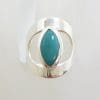 Sterling Silver Marquis Shape Natural Turquoise in Wide Open Ring