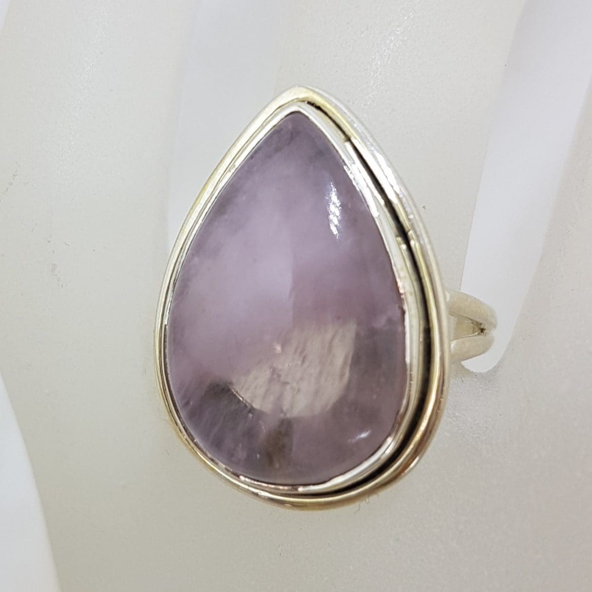 Sterling Silver Large Teardrop / Pear Shape Morganite Ring