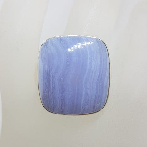 Sterling Silver Large Square Blue Lace Agate Ring