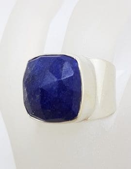 Sterling Silver Large Faceted Lapis Lazuli Ring