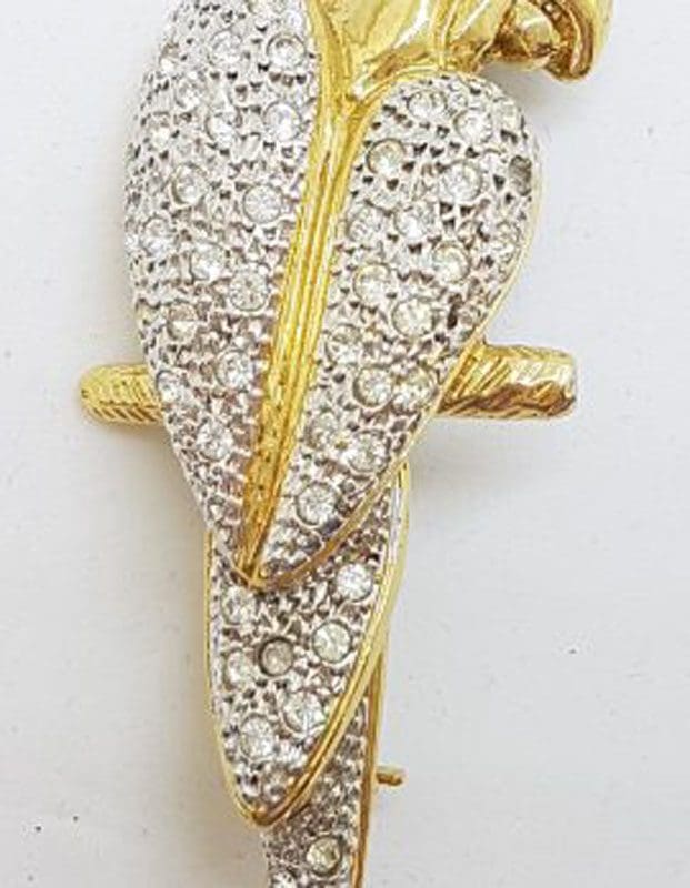 Plated Rhinestones Parrot / Bird Brooch – Vintage Costume Jewellery