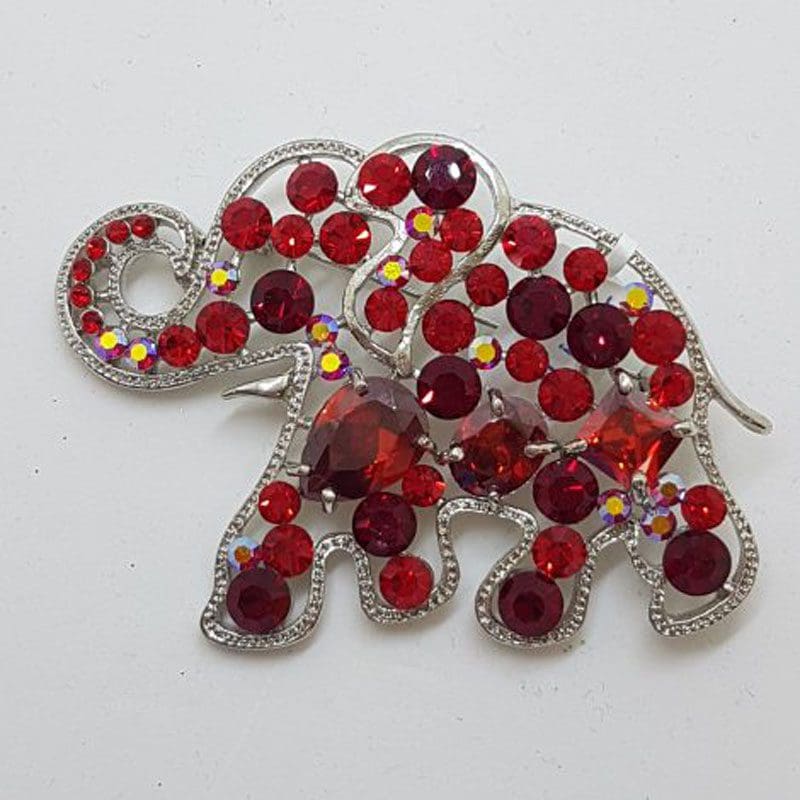 Plated Large Red Elephant Brooch – Costume Jewellery