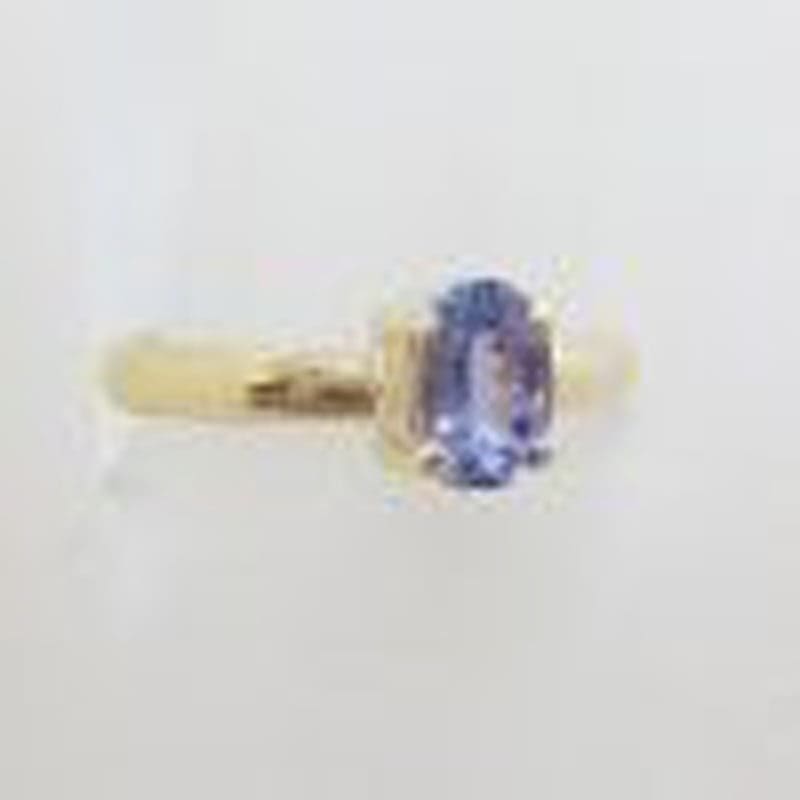 9ct Yellow Gold Oval Claw Set Tanzanite Ring