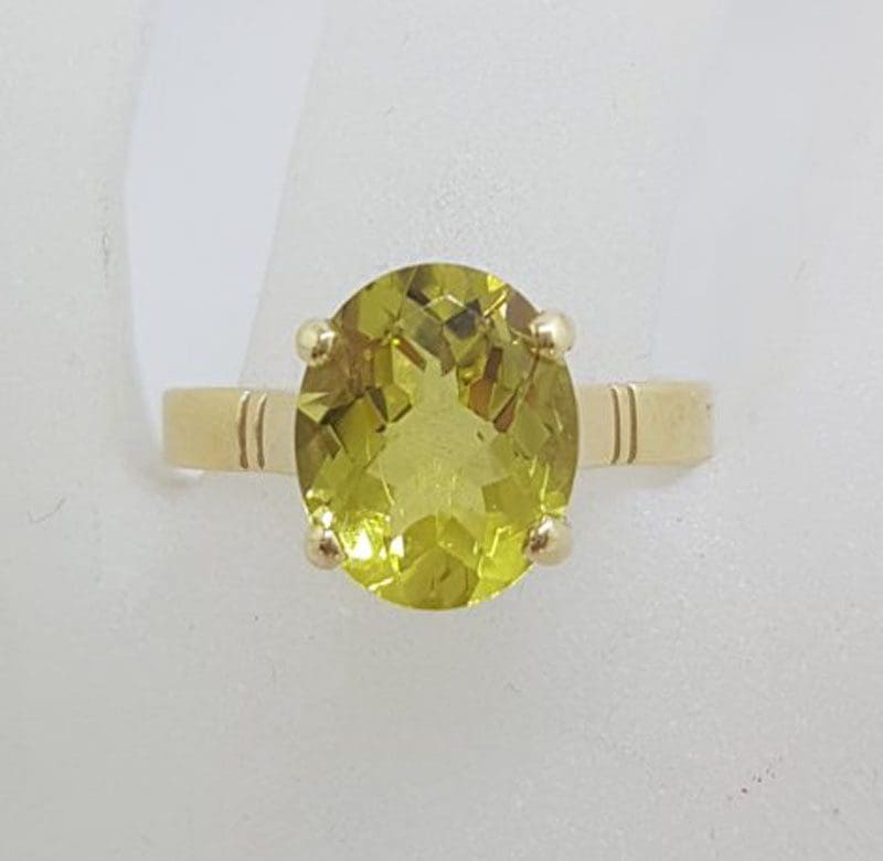 9ct Yellow Gold Oval Claw Set Citrine Ring