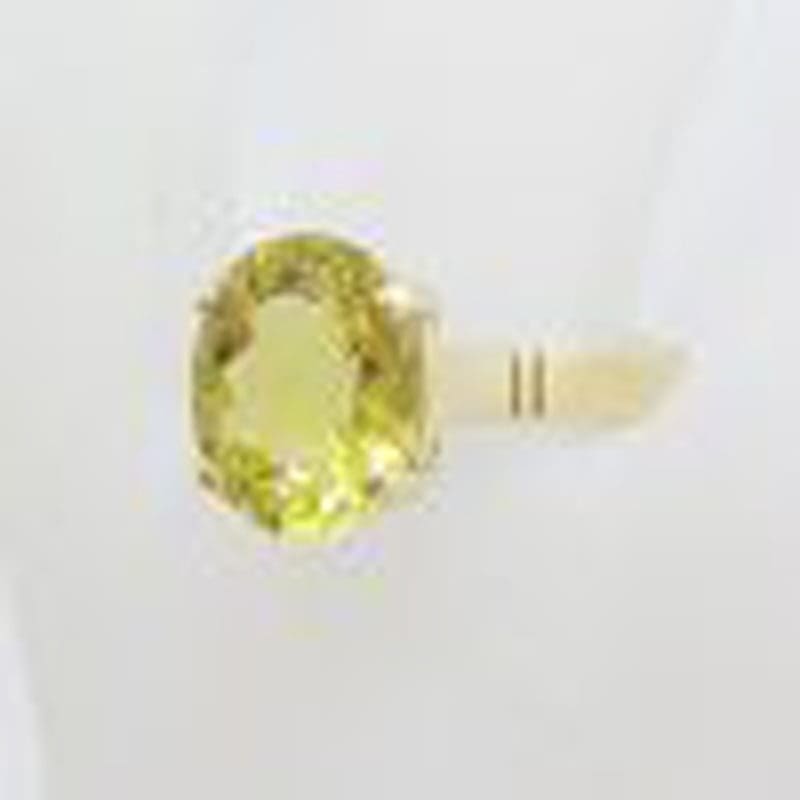 9ct Yellow Gold Oval Claw Set Citrine Ring