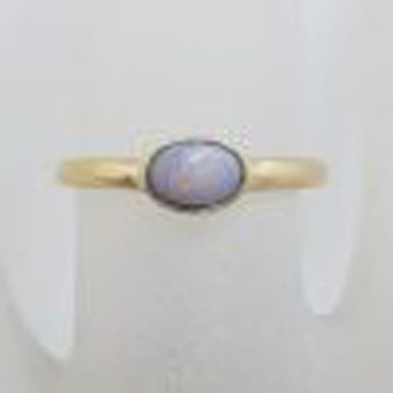 9ct Yellow Gold Solid Opal Oval Ring