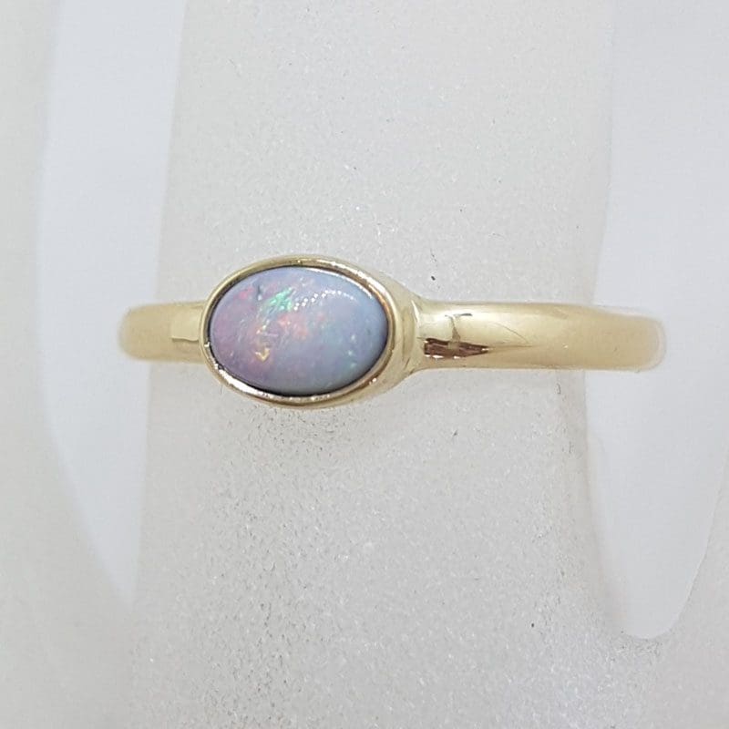9ct Yellow Gold Solid Opal Oval Ring