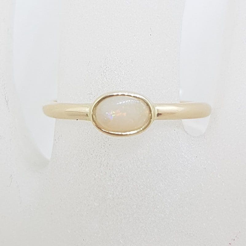 9ct Yellow Gold Solid Opal Oval Ring