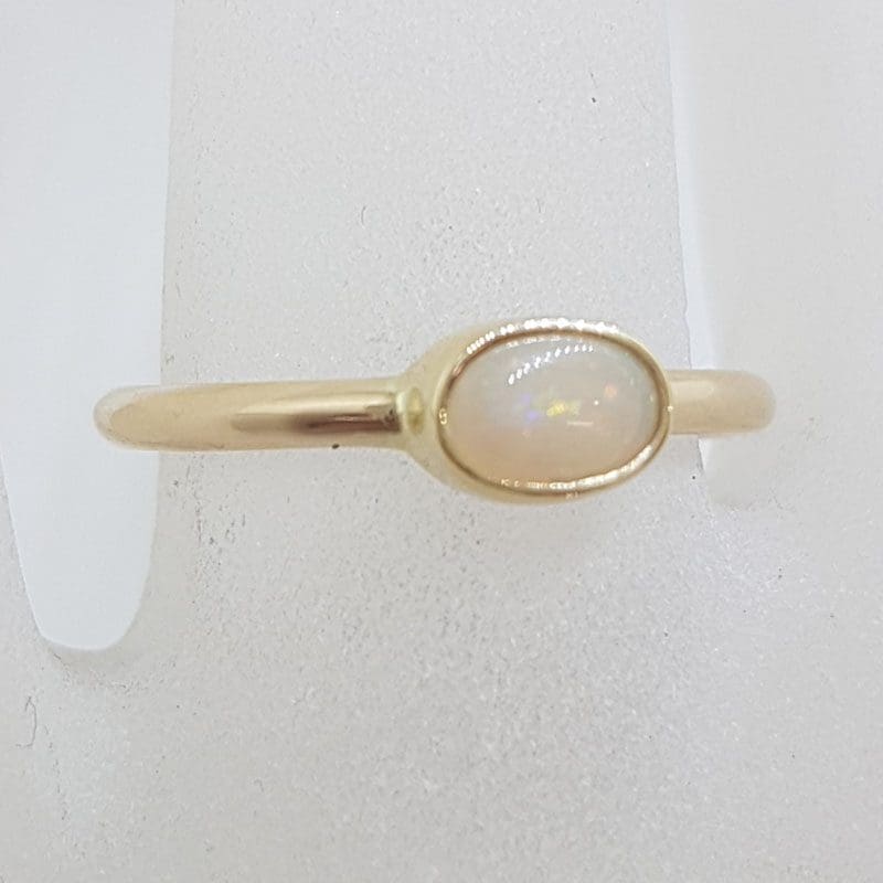 9ct Yellow Gold Solid Opal Oval Ring