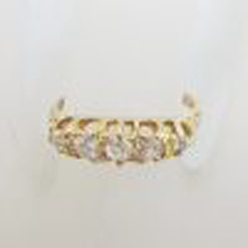 18ct Yellow Gold 5 Rose Cut Diamond Bridge Set Ring - Antique / Vintage