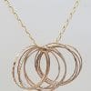 9ct Yellow Gold Multiple Rings Pendant on Gold Chain