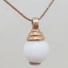 9ct Rose Gold Round White Ball Pendant on Gold Chain