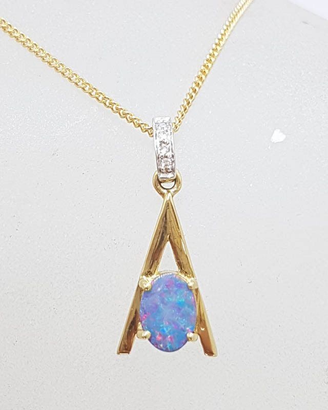 20210517_182828 9ct Yellow Gold Opal & Diamond Pendant on Gold Chain