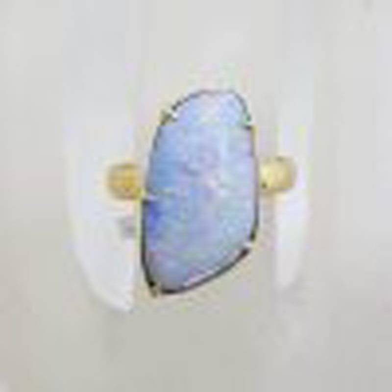 9ct Yellow Gold Blue and Multi-Colour Opal Ring
