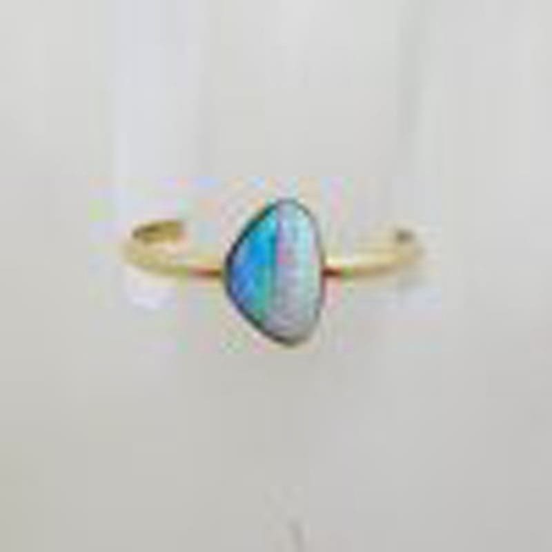 * SOLD * 9ct Yellow Gold Multi-Colour Opal Ring