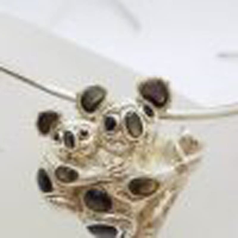 Sterling Silver Large Paua Shell Mother and Child Koala on a Branch Pendant on Sterling Silver Choker Necklace / Chain