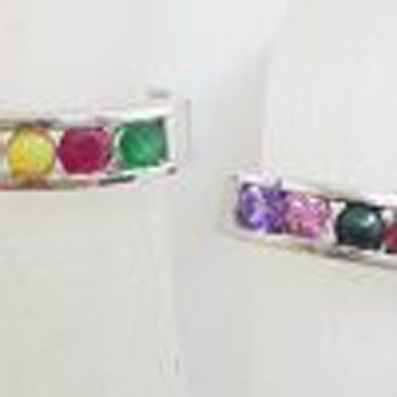 Sterling Silver Multi-Colour Gemstone " AMORE " Ring - Amethyst, Morganite, Opal, Ruby and Emerald