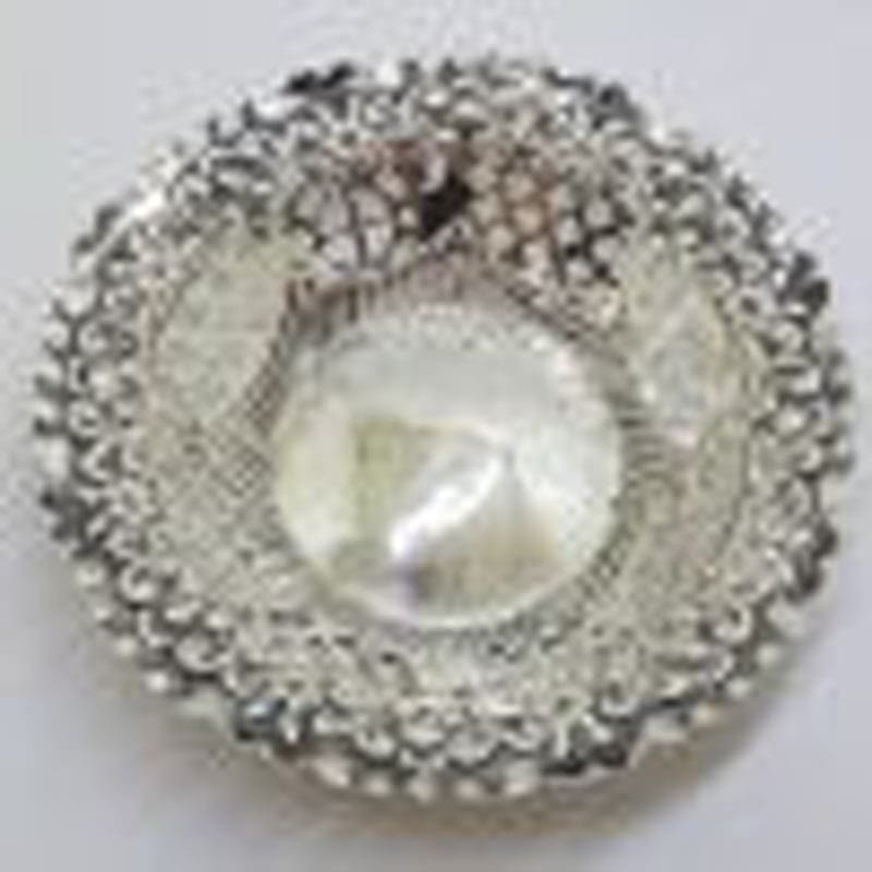 Sterling Silver Ornate Open Design Round Pin Dish - Hallmarked Chester 1898 - Antique / Vintage