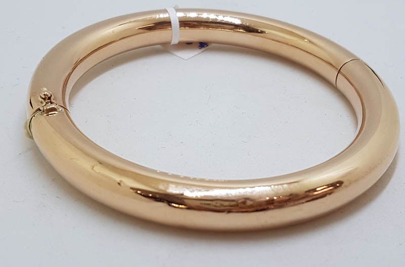 * SOLD *9ct Rose Gold Heavy and Wide Antique Hinged Golf Bangle