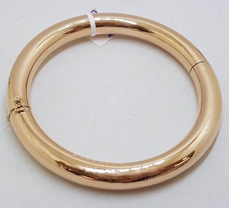 * SOLD *9ct Rose Gold Heavy and Wide Antique Hinged Golf Bangle
