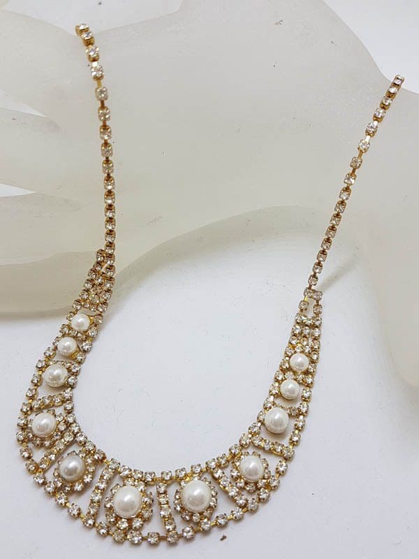 20210518_132401 Plated Rhinestone Necklace / Chain - Vintage Costume Jewellery