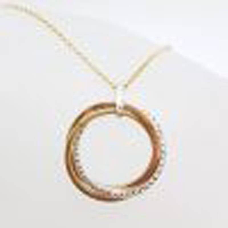 9ct Three Tone Gold - Rose Gold, Yellow Gold & White Gold - Circle of Life Pendant on Gold Chain