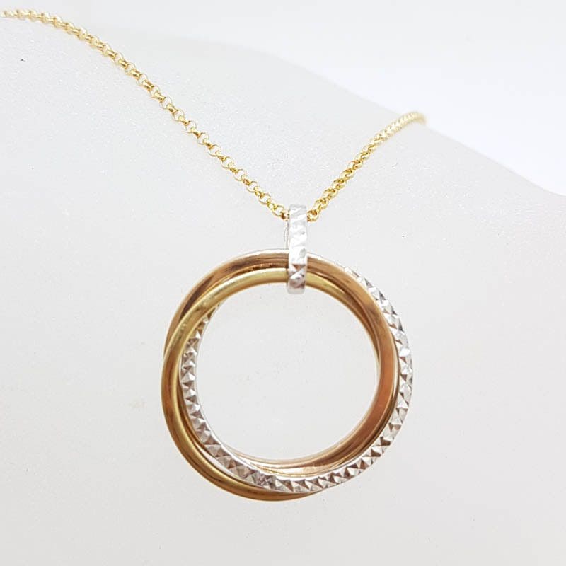 20210519_131925 9ct Three Tone Gold - Rose Gold, Yellow Gold & White Gold - Circle of Life Pendant on Gold Chain