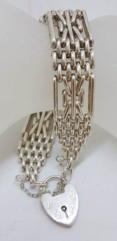 Sterling Silver Wide Gatelink Padlock Bracelet