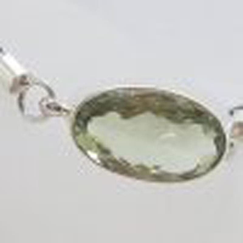 Sterling Silver Oval Prasiolite / Green Amethyst Bracelet - Large