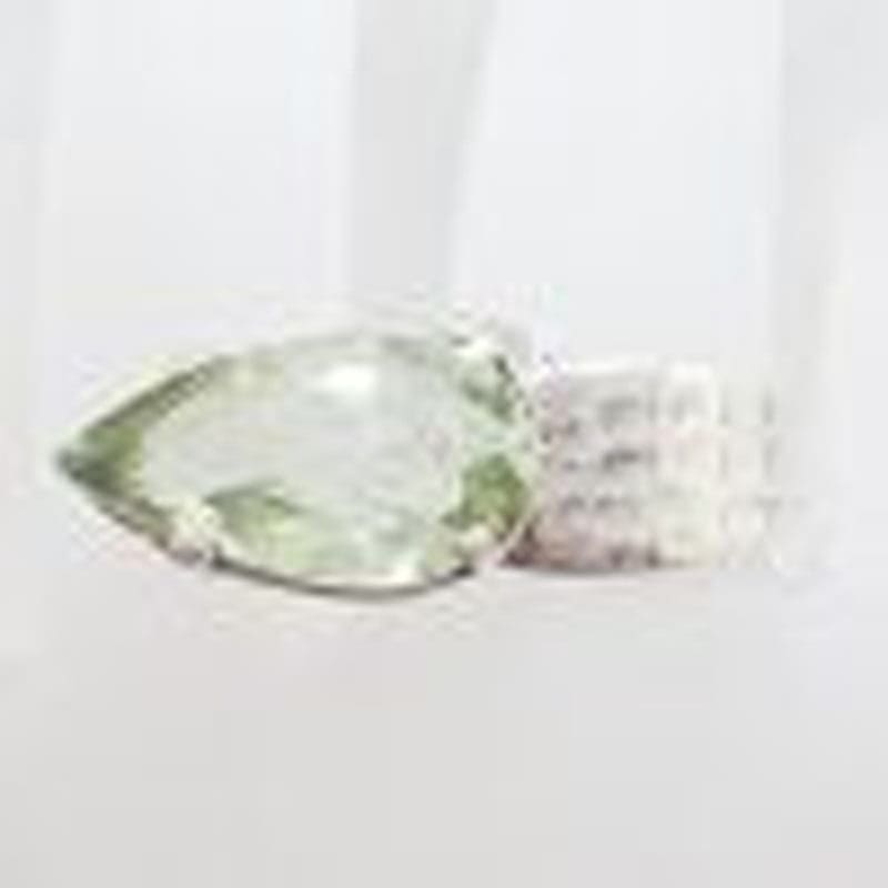 Sterling Silver Green Amethyst / Prasiolite Unusual Teardrop Shape Ring