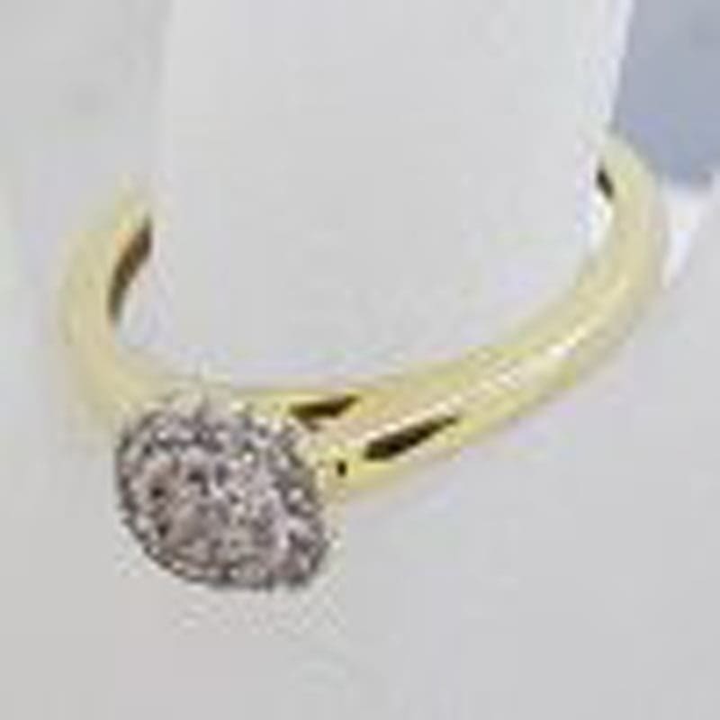 10ct Yellow Gold Square / Round Cluster Diamond Ring