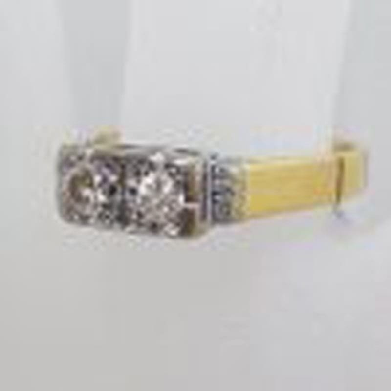 18ct Yellow Gold with Platinum Diamond Toi et Moi High Set Engagement / Dress Ring - Antique / Vintage