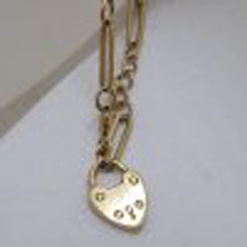 9ct Yellow Gold Oval and Round Link Padlock Bracelet