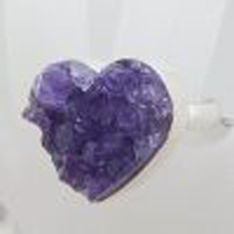 * SOLD * Sterling Silver Large Amethyst Heart Ring