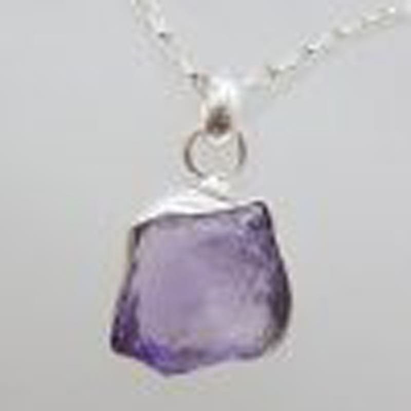 *SOLD* Sterling Silver Natural Free Form Amethyst Pendant on Silver Chain