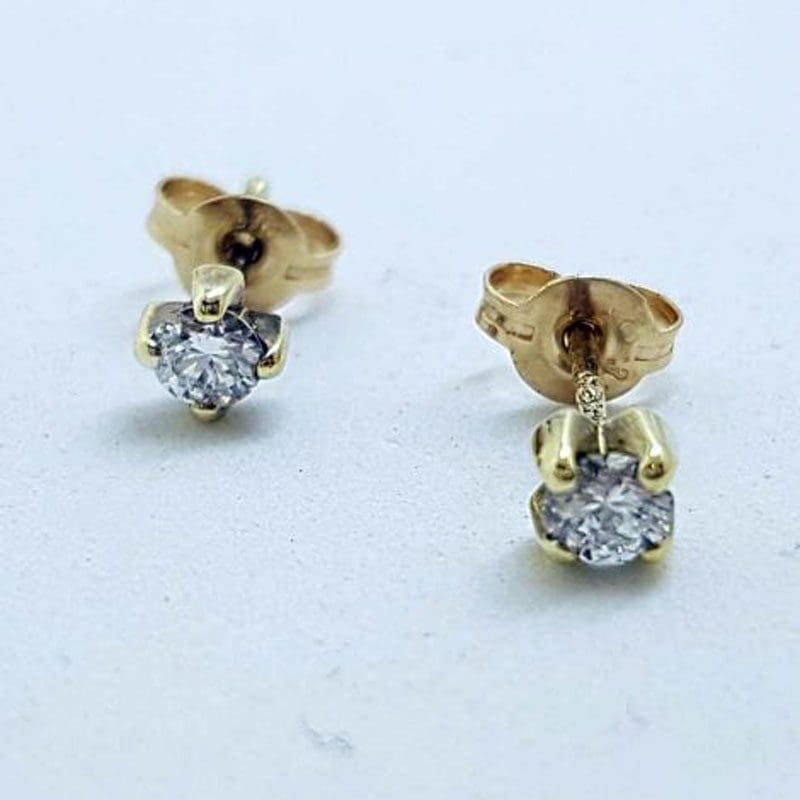 9ct Yellow Gold Diamond Dainty Stud Earrings
