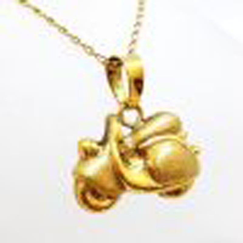 9ct Yellow Gold Puffy Moped Scooter Pendant on Gold Chain