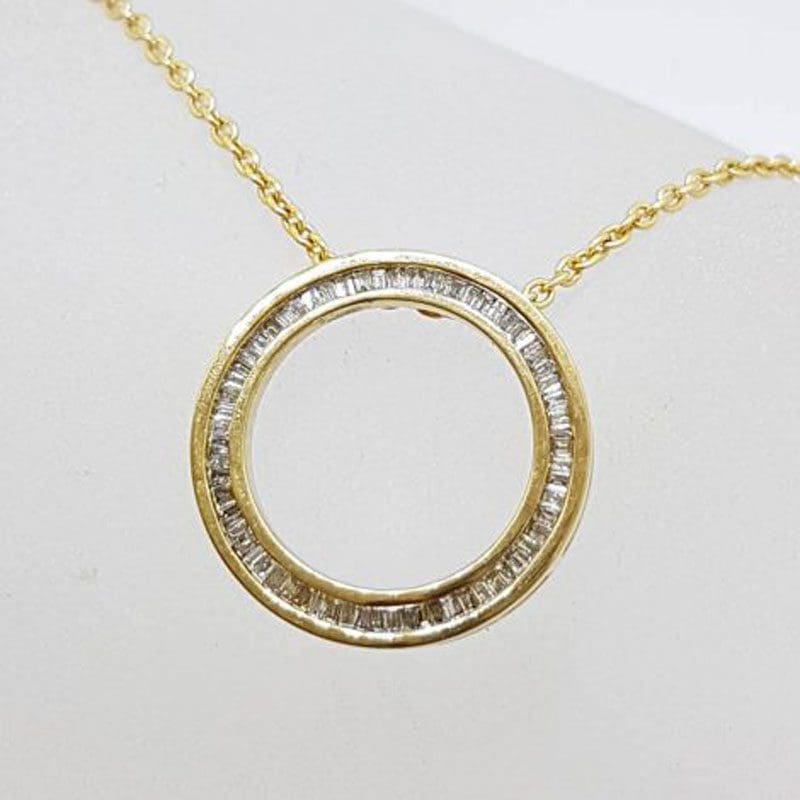 9ct Yellow Gold Circle of Life Channel Set Round Ring Diamond Pendant on Gold Chain
