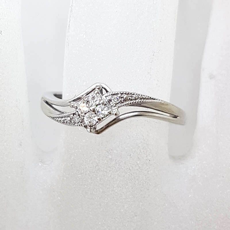 10ct White Gold Diamond Twist Design Dress Ring - Engagement Ring