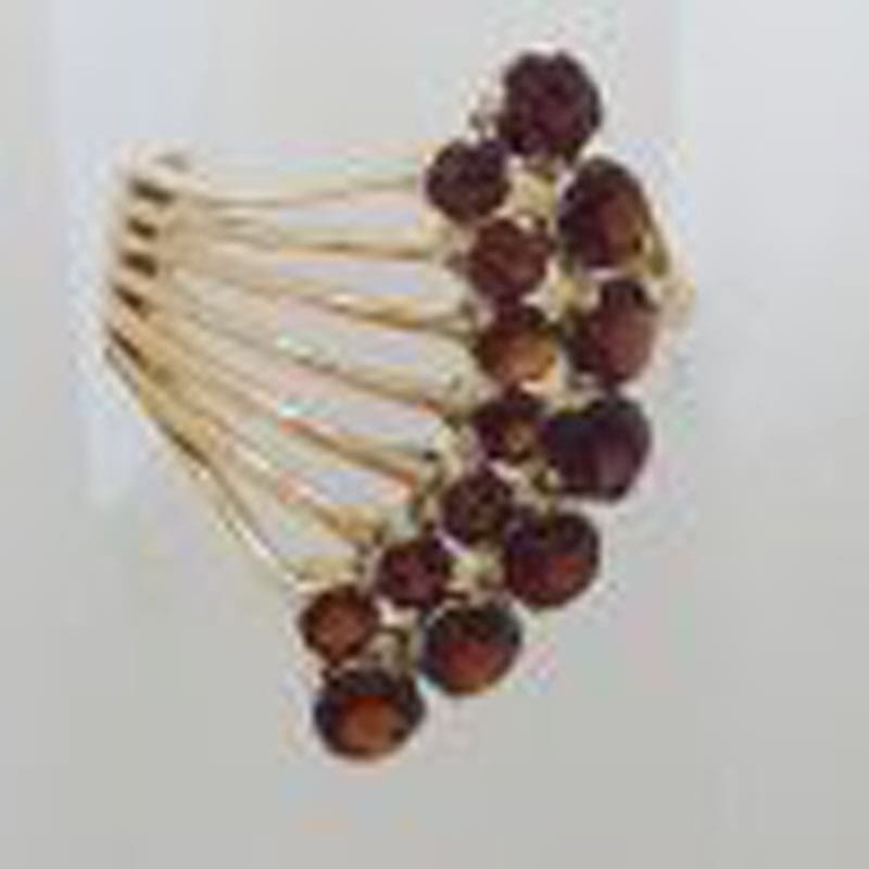 14ct Rose Gold Large Garnet Fan Shape Ring - Antique / Vintage