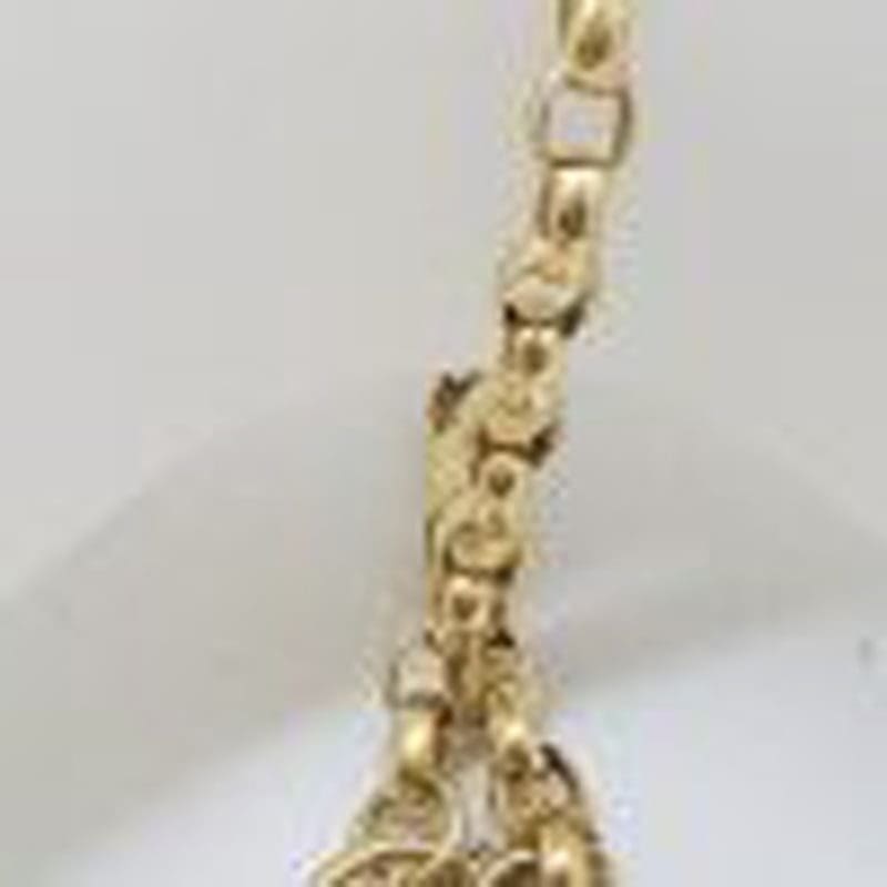9ct Yellow Gold Belcher Link Bracelet with Heart Padlock with Leaf Motif / Tree of Life and Diamonds