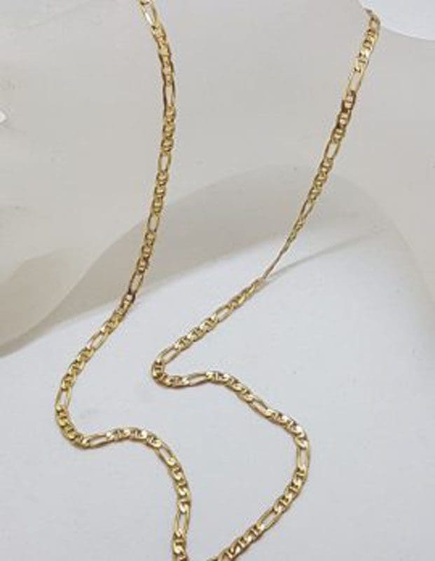 9ct Yellow Gold Ornate Figaro Link Necklace / Chain