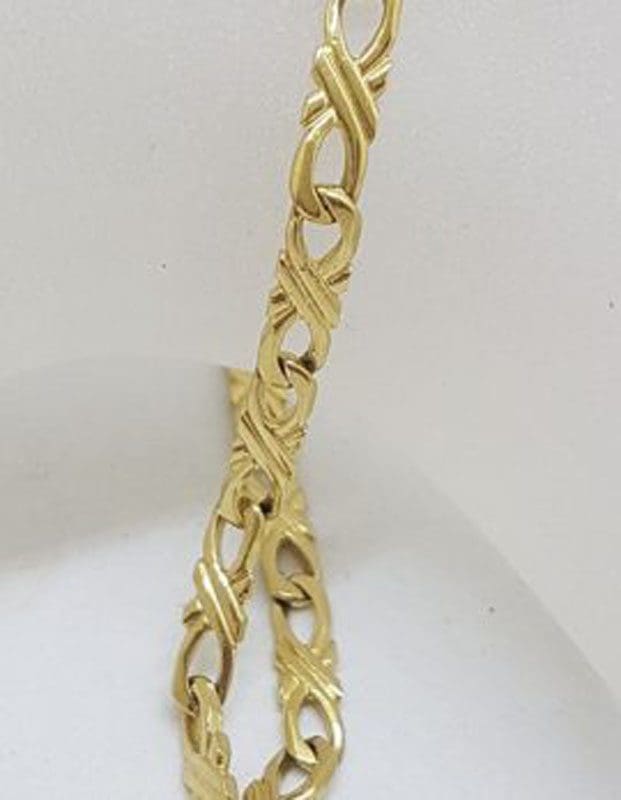 9ct Yellow Gold Long Unusual and Beautiful Twist Link Bracelet