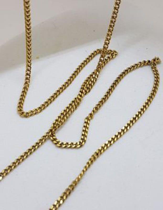 9ct Yellow Gold Long Flat Curb Link Necklace / Chain