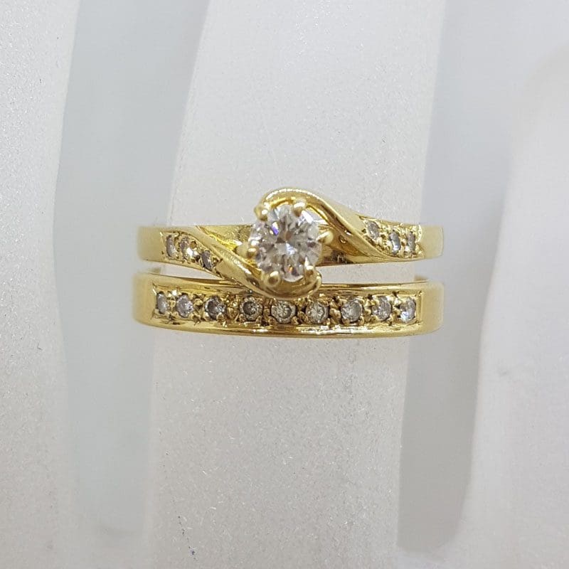 20210528_195532 18ct Yellow Gold Twist Design Diamond Engagement Ring and Wedding Ring Set
