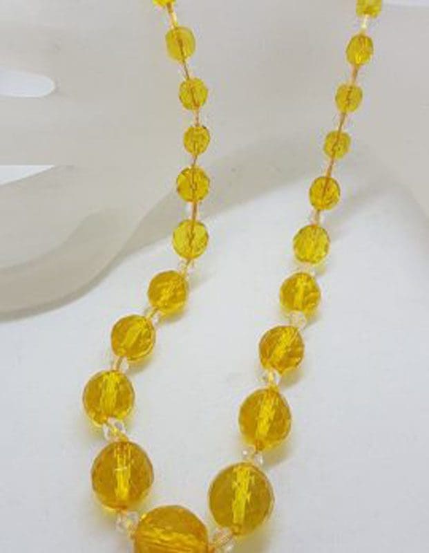 Yellow Crystal Bead Necklace - Vintage