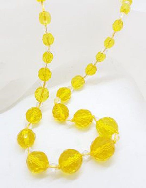 Yellow Crystal Bead Necklace - Vintage