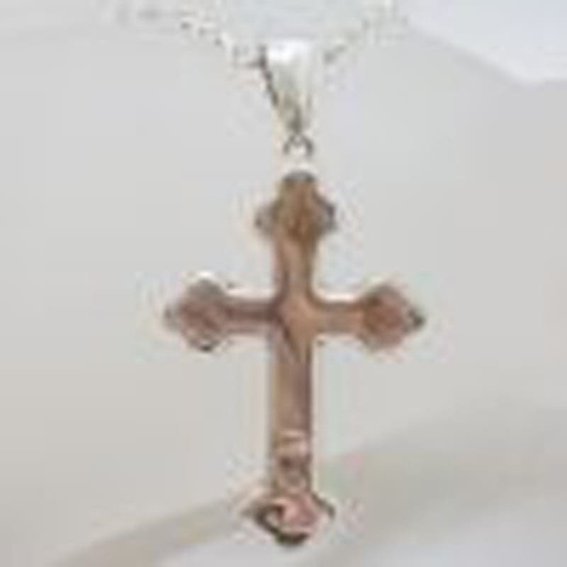 Sterling Silver Very Large Cross / Crucifix Pendant on Heavy Silver Chain
